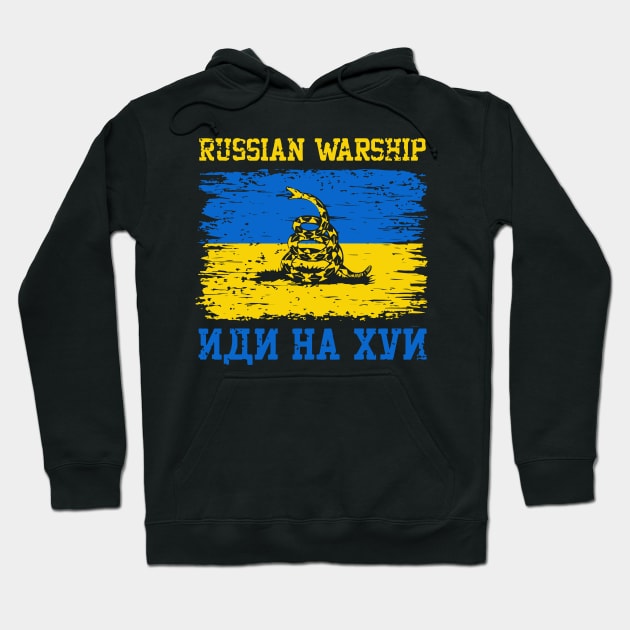 Russian Warship Go Fck Yourself Free Ukraine Flag Snake Flag Hoodie by iK4